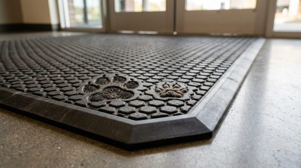 Close-up detail shot of beveled edge profile on industrial e