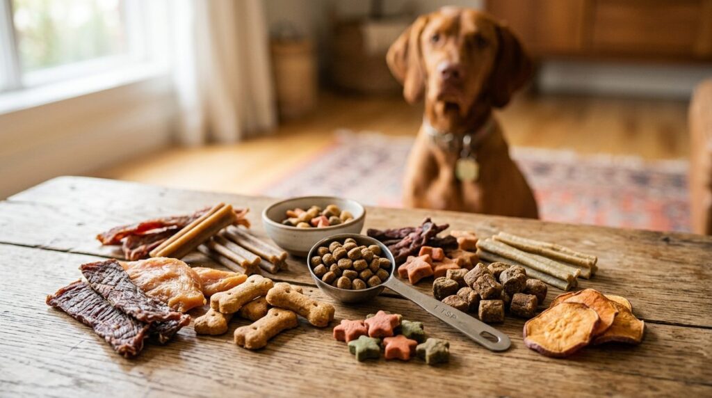 Close-up product photography of an assortment of premium dog