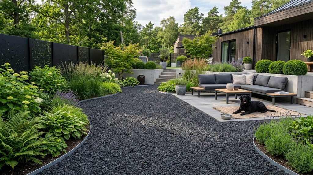 Wide garden landscape photograph featuring a beautifully fin